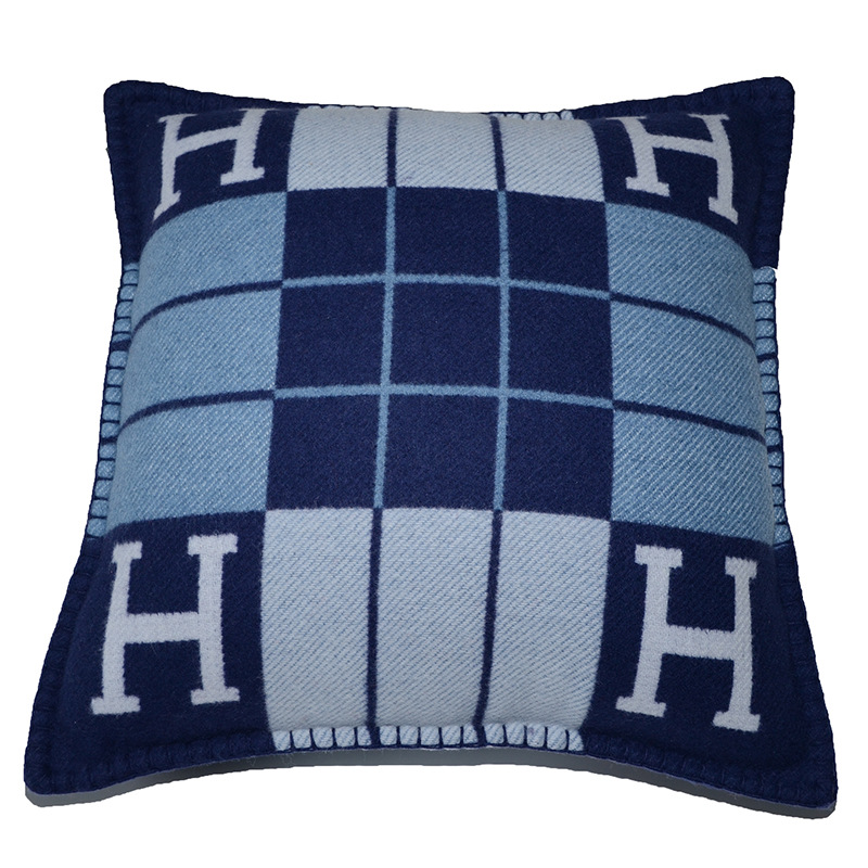 H Letter Pillow Cashmere Wool Sofa Cushion Pillow Waist Pillowcase Model House ins Style Bedding Car Home