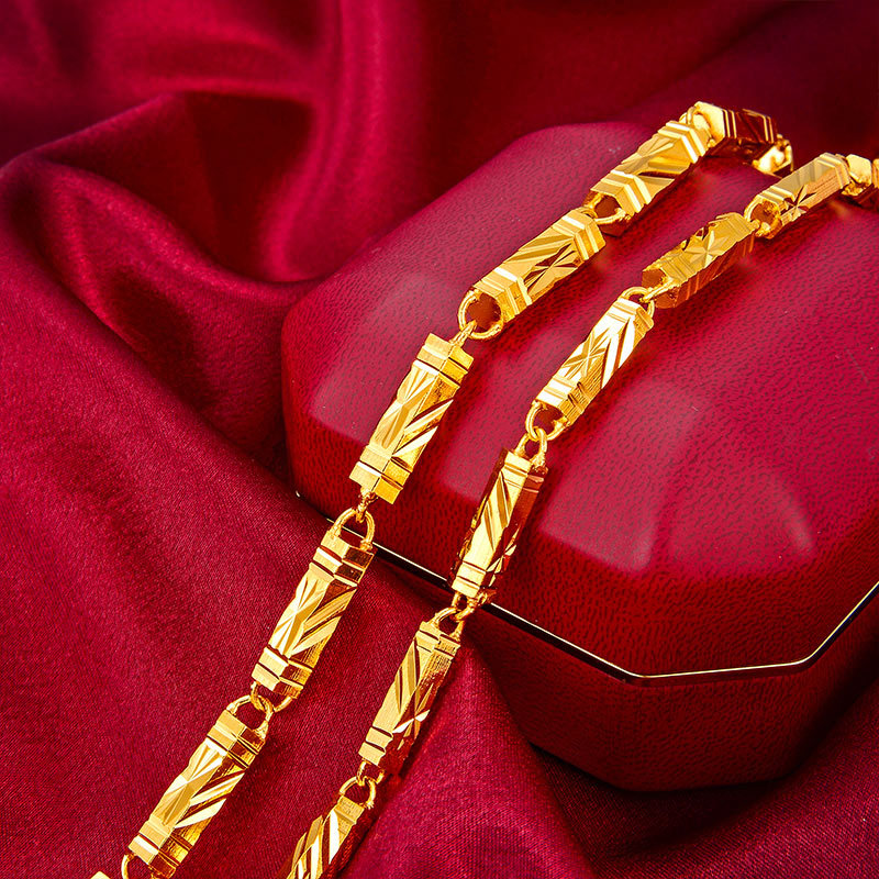 Vietnam sand gold necklace men's long-standing solid hexagonal atmosphere men's gold shop with gold plated necklace