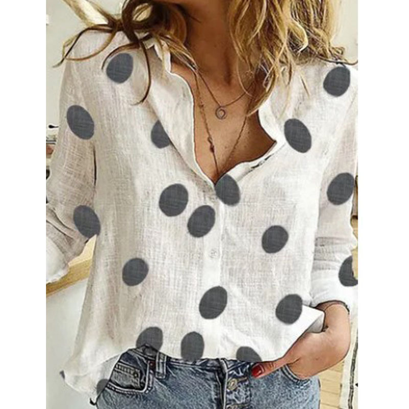 2022 Europe and the United States cross-border for Amazon independent station digital printing loose casual cotton long sleeve shirt Women