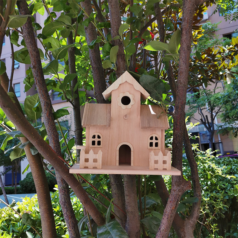 Factory direct supply creative wooden Bird's Nest home pendant decorations outdoor wooden bird's nest wooden house