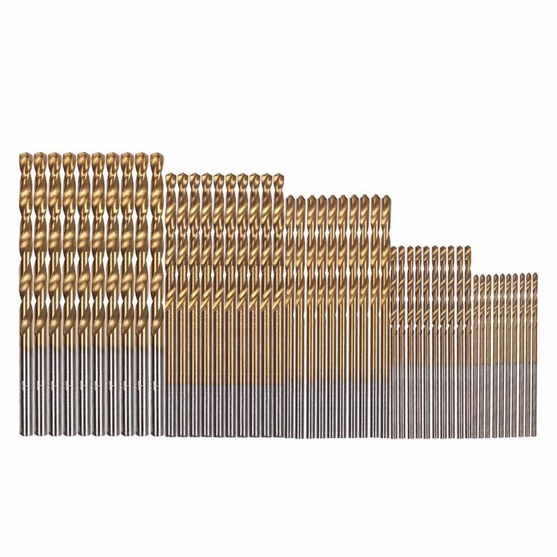 メーカー直販50pcチタンメッキ麻花ドリル金色高速鋼4241直柄ドリル1-3mmセット木工穴|undefined