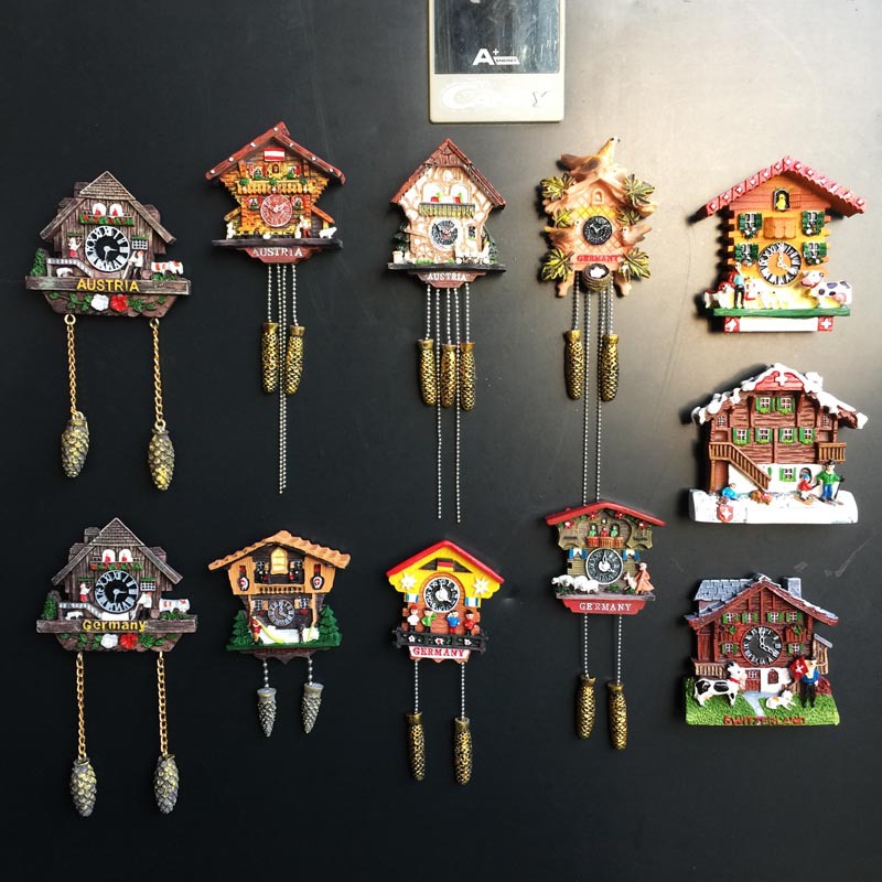 Factory spot wholesale Germany Austria Switzerland tourism commemorative crafts gifts cuckoo clock painted refrigerator magnets