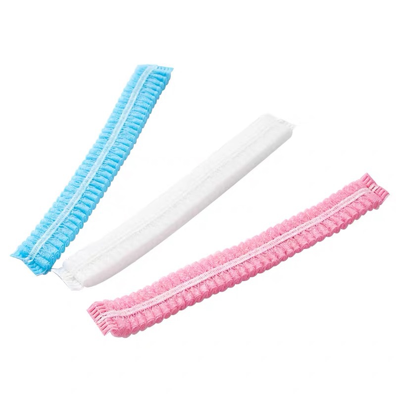 100 disposable hat non-woven headgear dustproof chef food factory workshop anti-hair blue strip cap