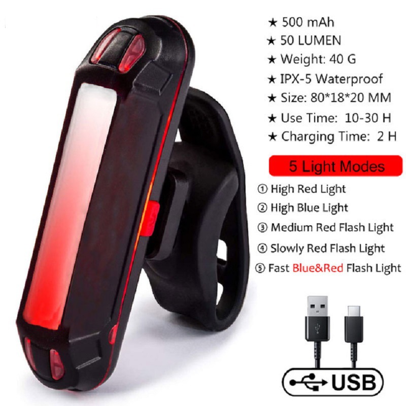 Wholesale bicycle tail light super bright USB rechargeable single car light tail light mountain bike warning tail light bicycle accessories