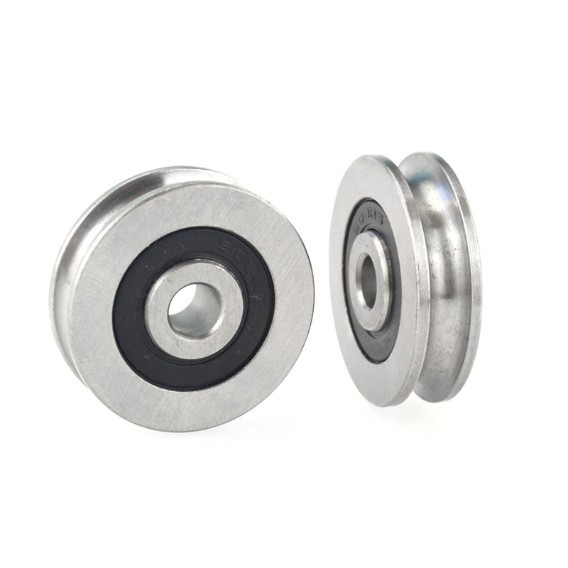 Concave groove wheel metal U-shaped groove 1cm track wire rope hanging wheel bearing bearing steel guide wheel 12*50*13