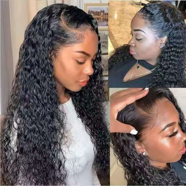 女性のレースフロント合成ロングカーリーヘアウィッグ新しいスタイルアフリカの小さなカーリーウィッグヘアカバー|undefined