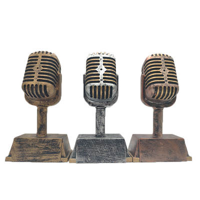 Microphone Trophy Ornaments Resin Crafts Private Competition Music Trophy Gifts for Customers KTV Ornaments