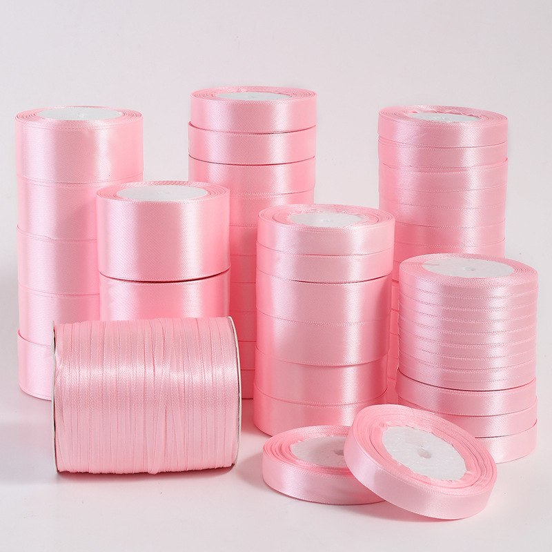 4cm Wide Pink Girl Wedding Small Bow Ribbon Cake Tie Hair Ribbon Dress Gift Box Ribbon Customization