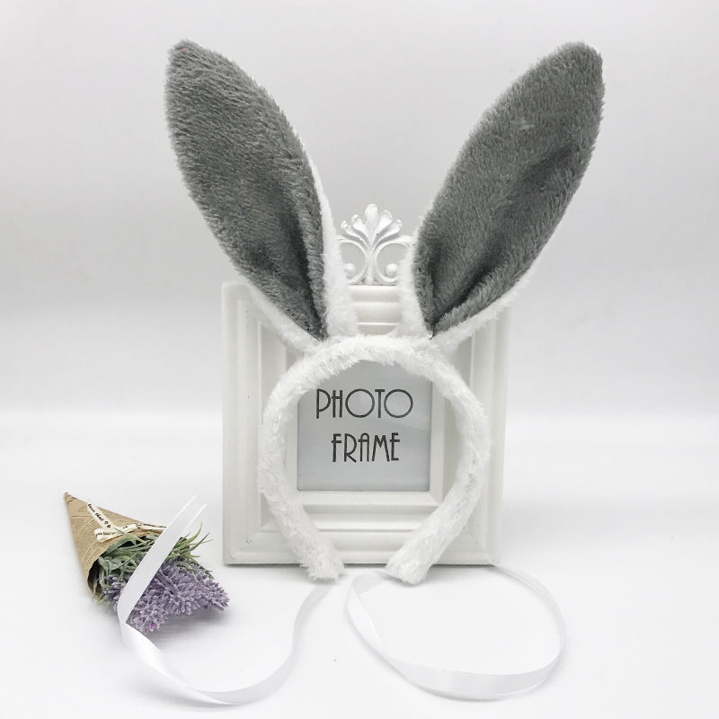 Factory Direct Children's Day performance props Bunny plush little white rabbit ears plus straps will not fall hair bands