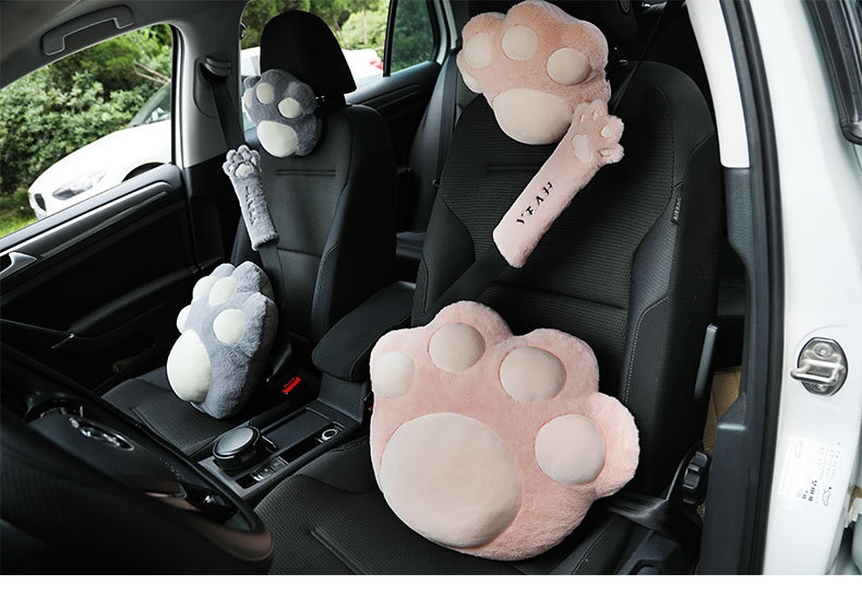 Car plush headrest cute cat claw car neck pillow back cushion fashion car female decoration supplies wholesale_voghion.com