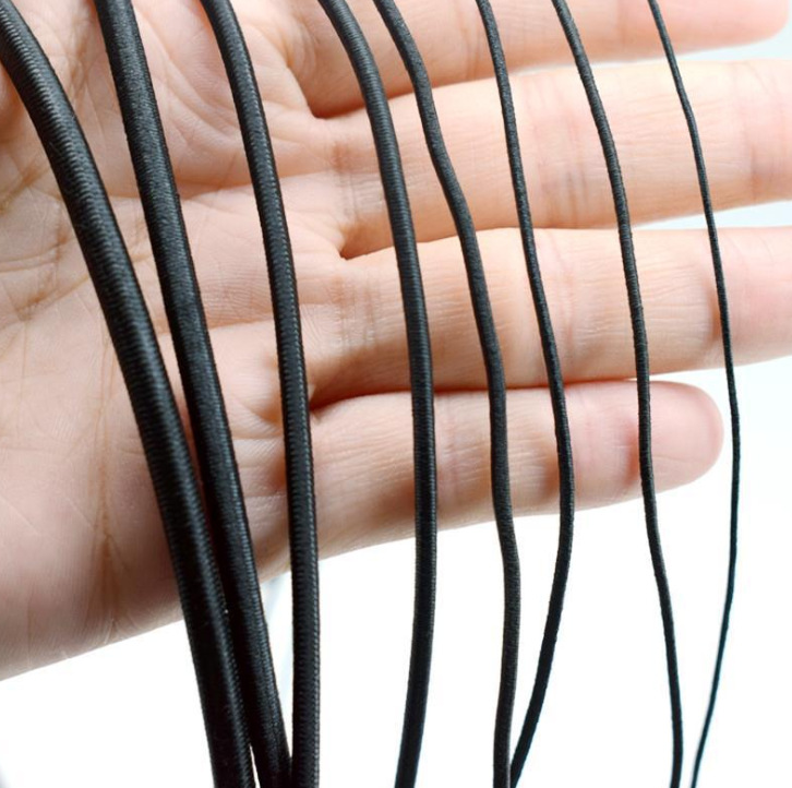 Factory Shimao 1.0mm-17mm black latex elastic rope trampoline rubber rope round elastic leather rope beaded rope