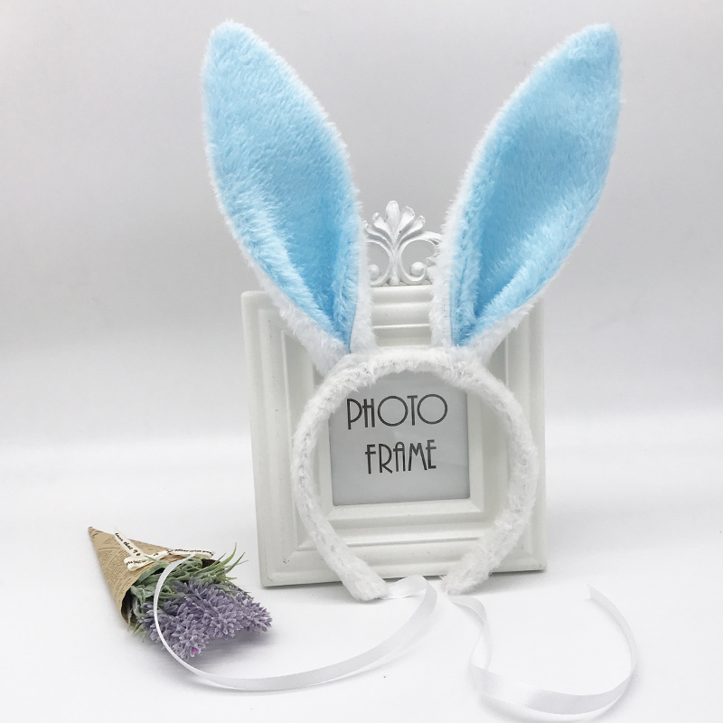 Factory Direct Children's Day performance props Bunny plush little white rabbit ears plus straps will not fall hair bands