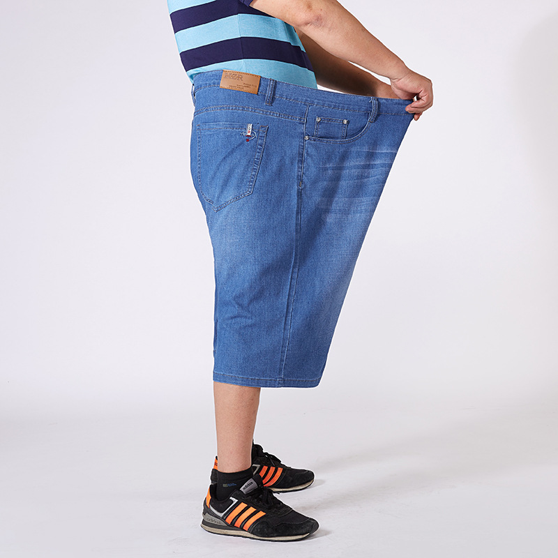 Summer Thin Men's Extra Large Size Denim Shorts Men's Half Pants for Fat Men Straight Loose Medium Pants