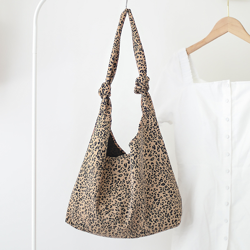 Korean Style Student Large Capacity Shoulder Bag Simple Stylish Leopard Print Crossbody Women's Bag Fashionable Casual Lazy Style Tote Bag