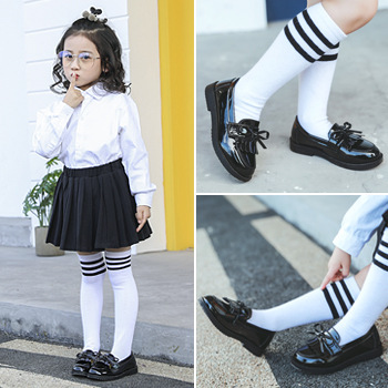 2022新型子供の豆の女の子の靴の王女の靴の英倫の小さい革靴は黒色の柔らかい底の靴のファッションを演出します。|undefined