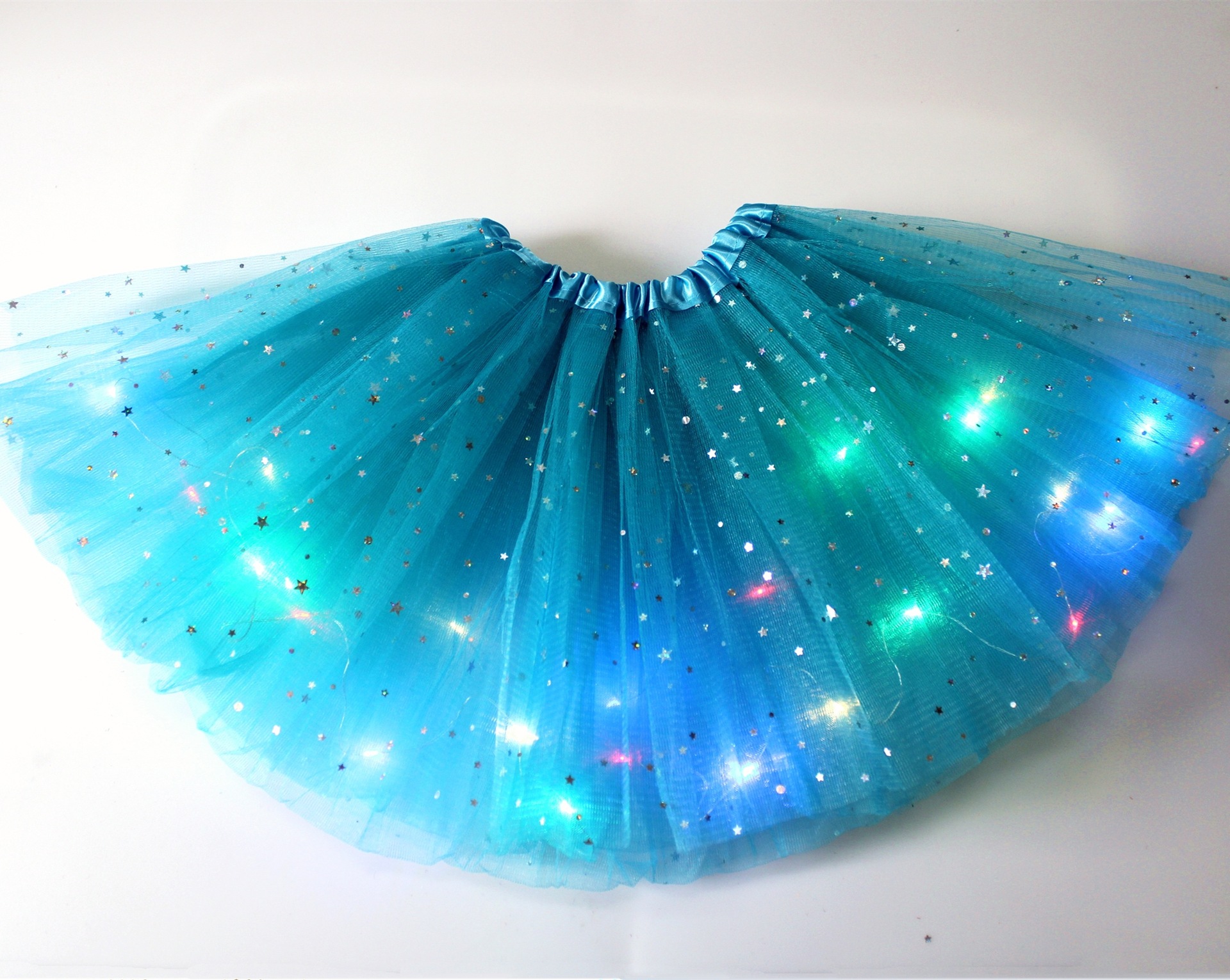 Cross-border new children's tutu skirt luminous led light with electronic mesh tutu skirt star sequins holiday supplies