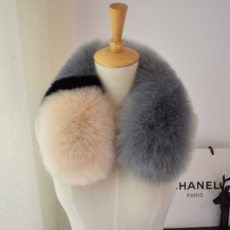 Korean New Color Matching Fox Fur Scarf Winter All-match Imitation Fur Fur Collar Thickened Warm Clip Short Scarf
