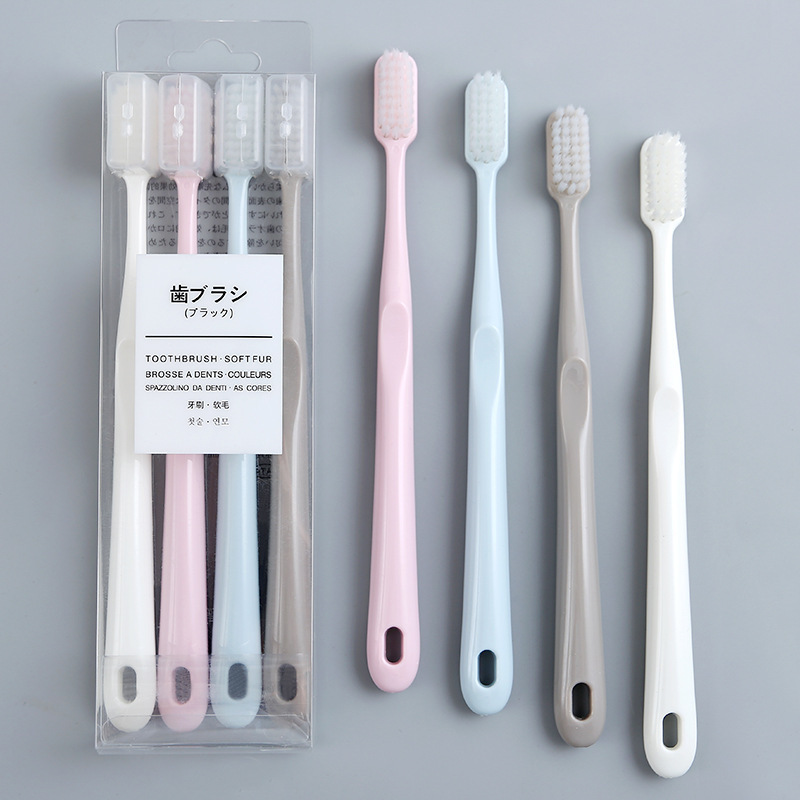 T Japanese Unprinted Macaron Adult Soft Hair Toothbrush Japanese Good Family 4 Pack Toothbrush Factory Wholesale