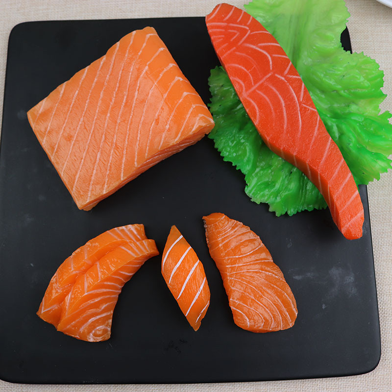 Simulation Sushi Model Simulation Salmon Cuisine Daily Material Simulation Salmon Slice Four Pieces of Food Model