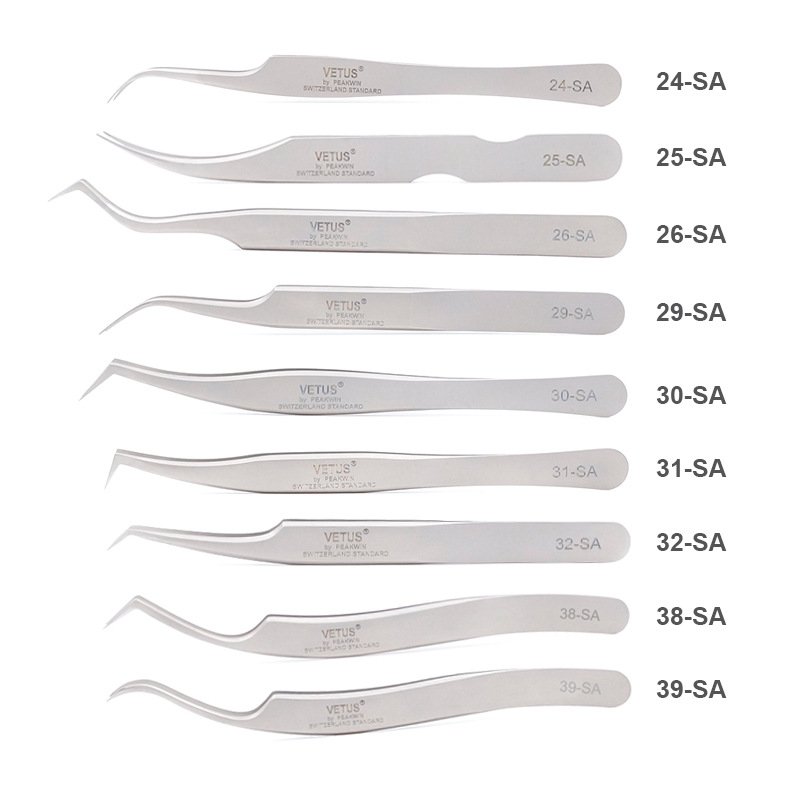 Genuine VETUS elbow 5A-SA, 5B-SA, 6A-SA, 7-SA high precision stainless steel eyelash tweezers