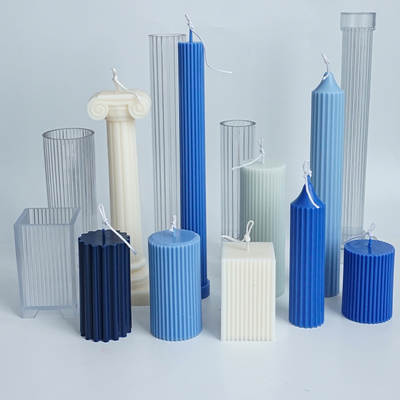 Making diy scented candle square cylindrical plastic candle mould Roman column round fine tooth fine stripe acrylic