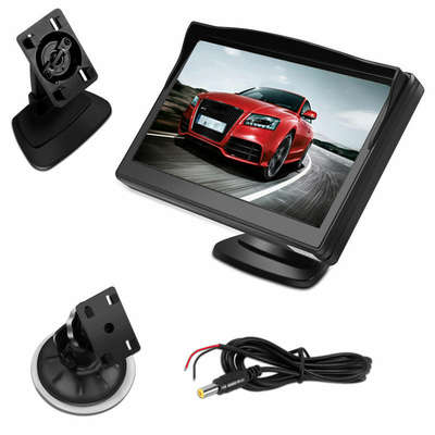 Wide voltage 12-24V visual reversing video Image HD car display 5-inch desktop suction cup display