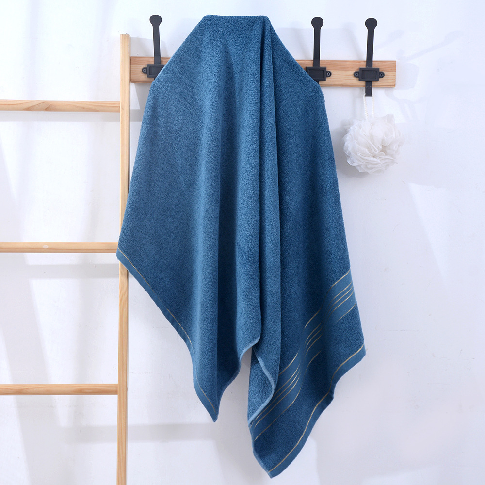 Factory supply 350g gold plain color bath towel home daily hotel bath towel gift LOGO embroidery soft absorbent