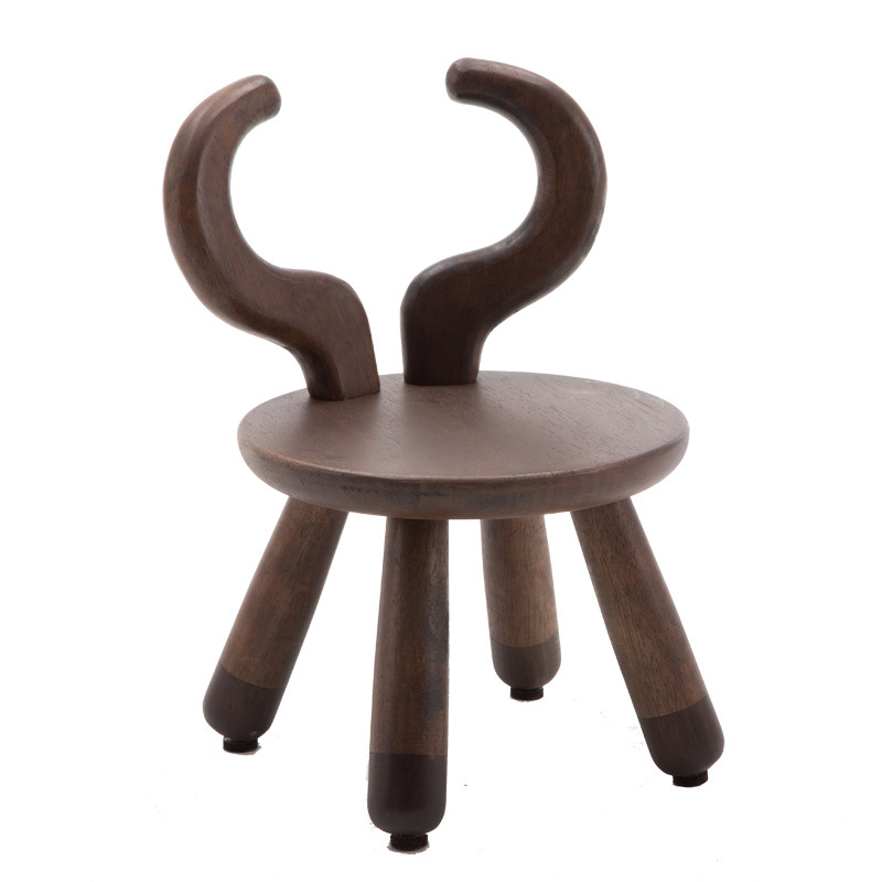Children's Solid Wood Learning Table and Chair Set Creative Animal Kindergarten Backrest Chair Small Bench Baby Game Table
