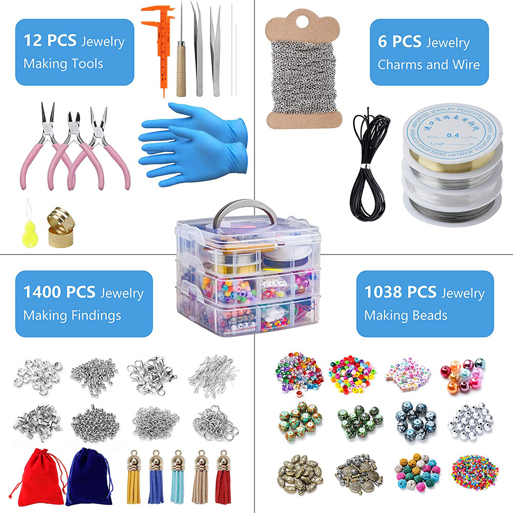 2456pc Basic Beading Materials DIY Bracelet Necklace Earplug Accessories Amazon Handmade Jewelry