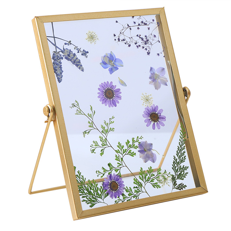 Dried flower photo frame Nordic style geometric metallic glass table plant specimen diy embossing 467 inch creative gold