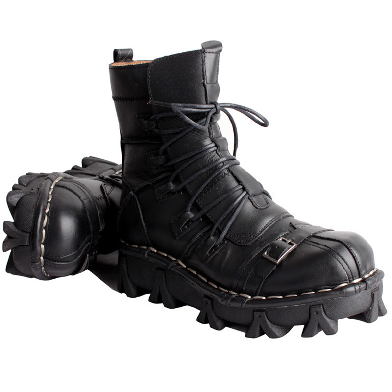Men's Leather High Top Martin Boots Desert Boots Harley Boots Platform Punk Boots 1809