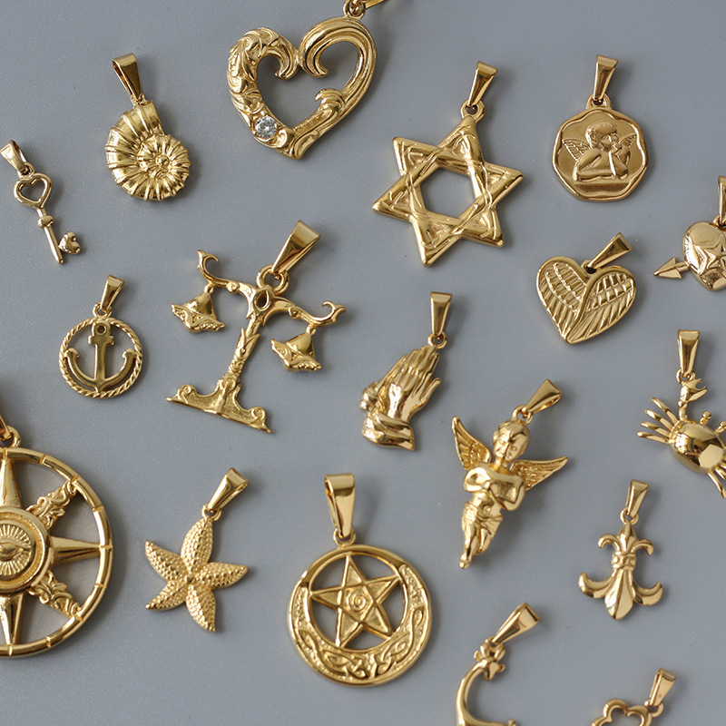 PJ004 Kailu Eight Mang Star Star Angel Libra одиночная подвеска для внешней торговли скорость титановая сталь из нержавеющей стали 18k