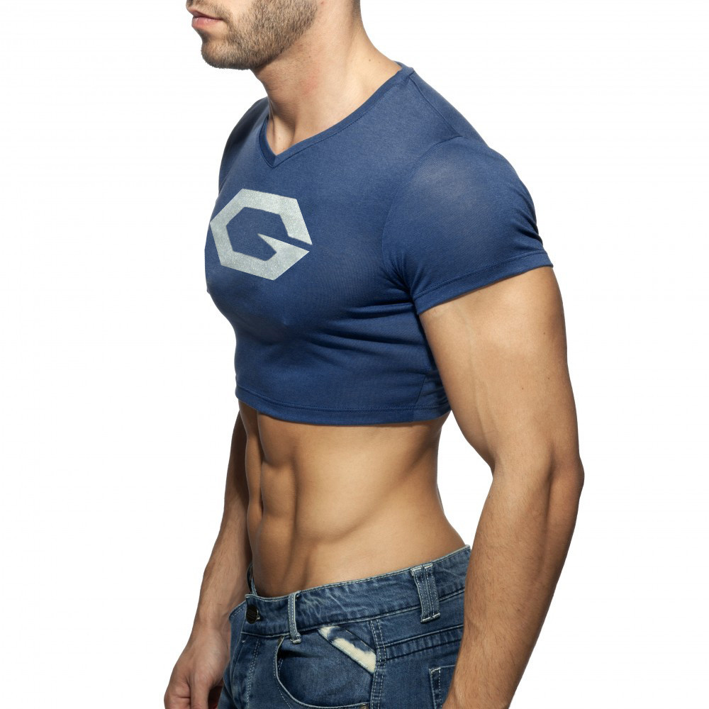 Men's T-shirt Cotton Sports Vest Combed Cotton Yoga Clothing Sweat Absorbing Breathable V-neck European and American Sexy Navel Underwear