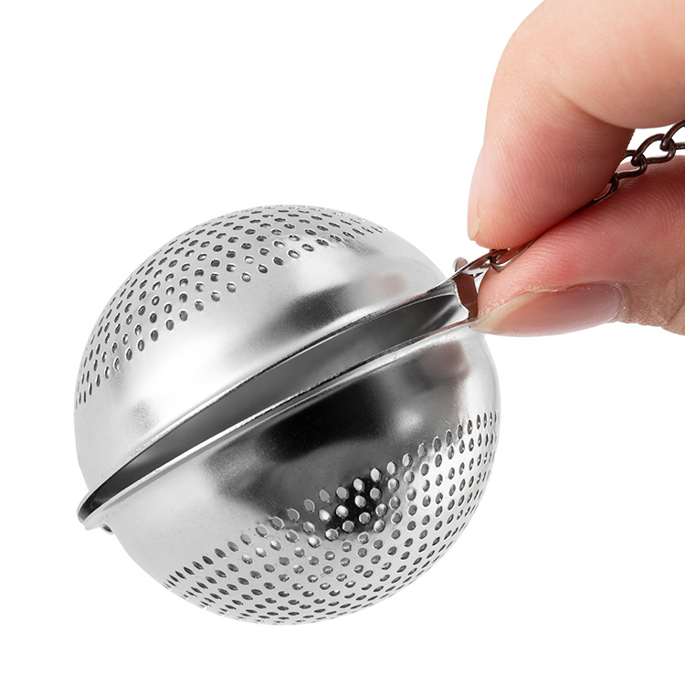 Modern Simple 304 Stainless Steel Tea Ball Round Chain Tea Drain Set Office Round Spherical Tea Filter Spot