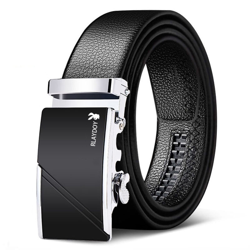 Childe Men's Belt Litchi Pattern Belt Casual Youth Automatic Buckle Suit Pants Belt All-match Automatic Buckle Belt