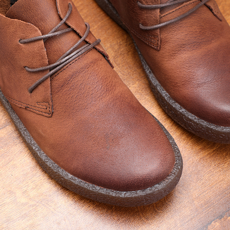 A generation of high-top casual shoes head layer cowhide retro old soft leather beef tendon soft bottom Martin shoes spring and autumn short boots