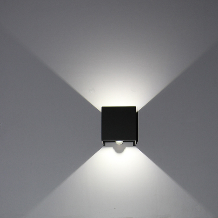 北欧ledウォールライト人体感知ウォールライト付スクエアアルミ材発光ダブルヘッド寝室ウォールライト屋外防湿|undefined