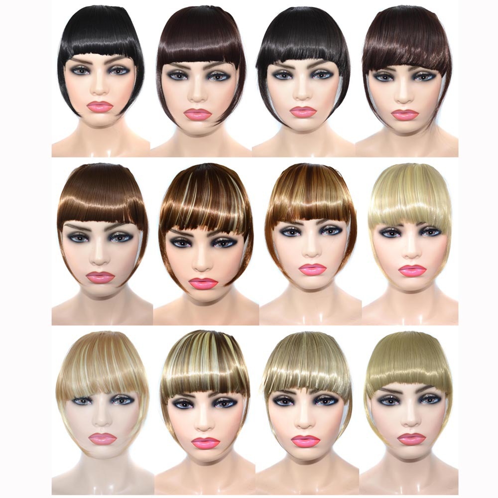 Foreign trade chemical fiber double sideburns bangs European and American wig bangs ladies wig piece high temperature matte silk double sideburns flat bangs