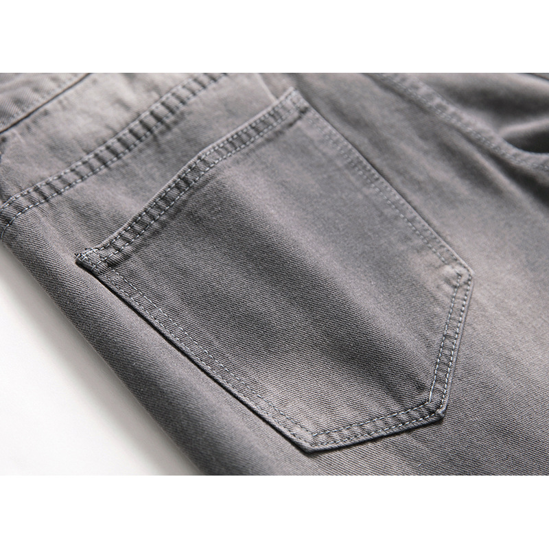 Men's Jeans European and American New Gray Black Ripped Jeans Men's Foreign Trade Straight Pants Cross-border Men's Fashion