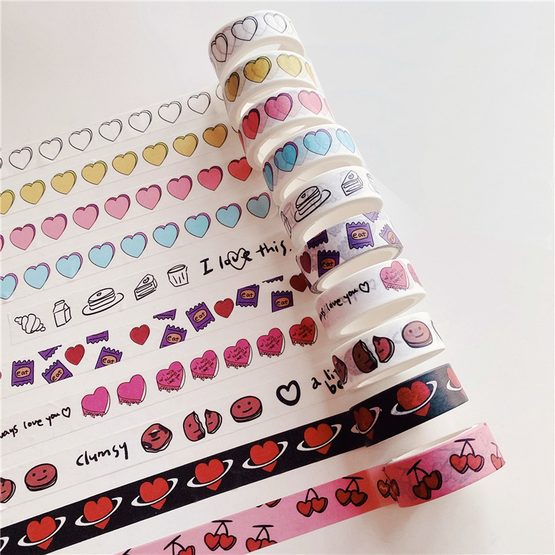 [5 m] Han Feng and Paper Tape Love Cake Hand Account Sticker Sealing Sticker Simple Black and White Series Stationery