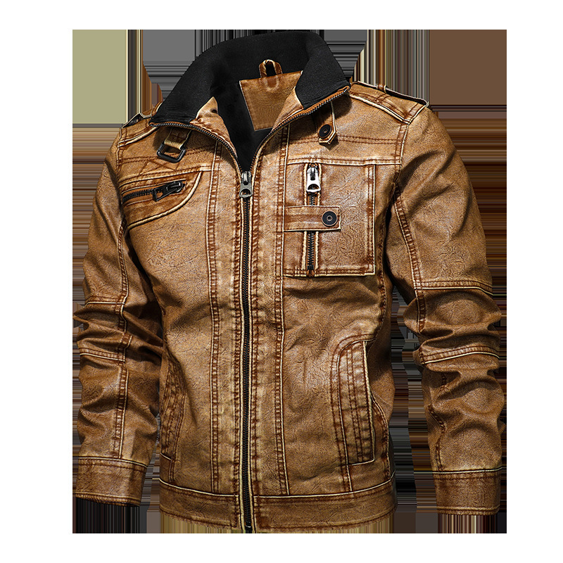 Cross-border explosions men's casual leather jacket 3D three-dimensional tailoring trend fashion comfortable trend men's PU coat