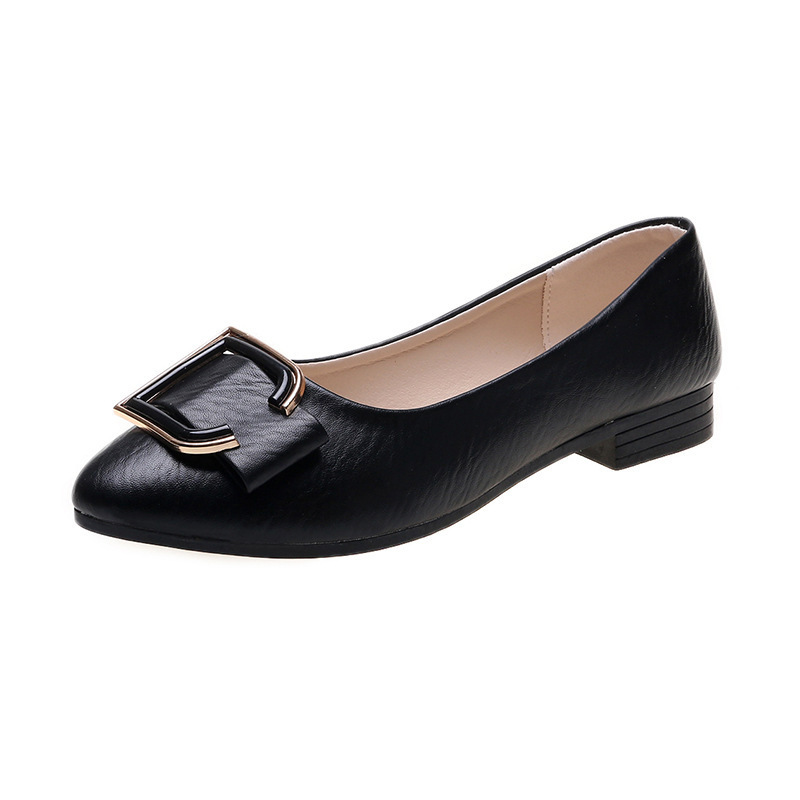 Single-layer shoes women's 2019 Autumn New Korean style slip-on loafers pointed toe women's shoes shallow mouth slip-on loafers