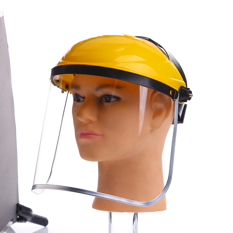 Old type labor protection PVC transparent mowing cap aluminum edging mask head-mounted pc protective helmet construction safety helmet