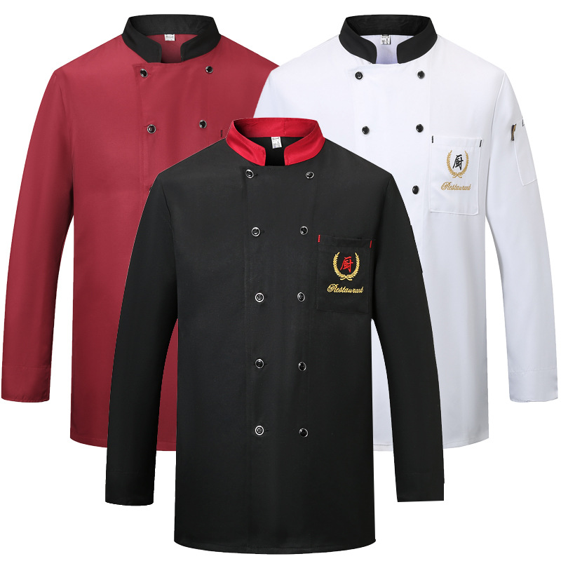 Restaurant chef overalls long sleeve hotel baking canteen autumn and winter chef overalls hotel chef overalls wholesale