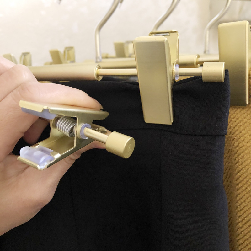 Gold aluminum alloy pants rack metal pants clip household seamless skirt hanger non-slip pants adult clothes hanger rose gold