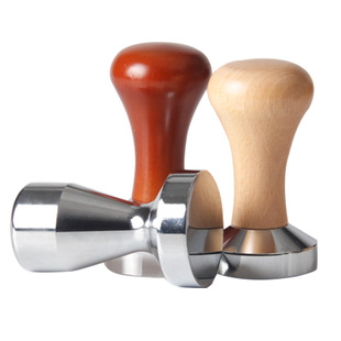 Wooden handle powder Press solid stainless steel Italian coffee powder Press hammer tableware powder cloth factory direct 51m58m
