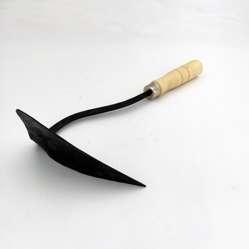 Kojima Yokawa Wooden Handle Tilt Triangle Point Hoe Korea Foreign Trade Forging Bend Hoe Agricultural Horticultural Seedling Tool