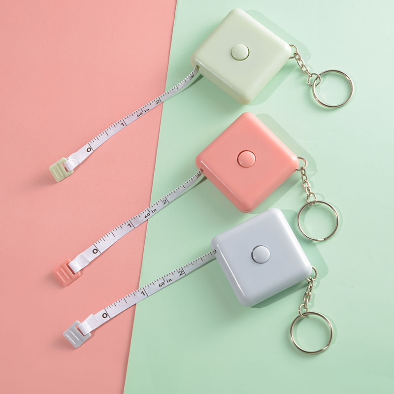 Square automatic telescopic 1.5 meters tape measure gift plastic tape measure measuring clothes Nordic style soft ruler can print logo