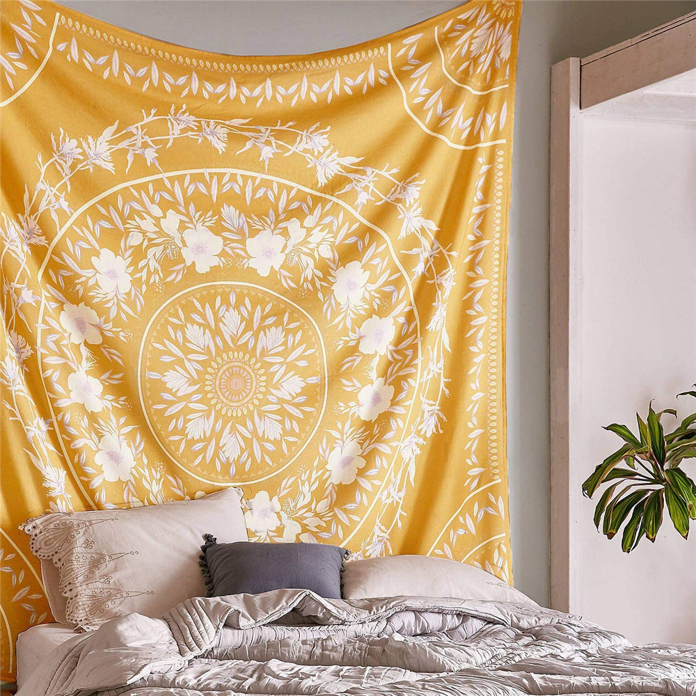 Zhiyu Bohemian Mandala wall hanging tapestry, Indian art printing mural bedroom living room dormitory