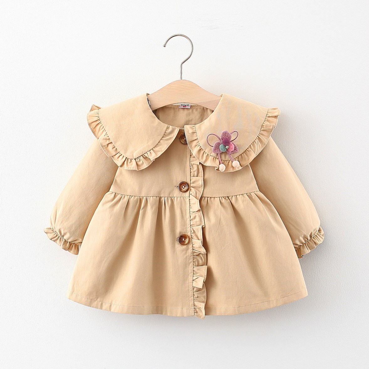 2021 Autumn New Children's Coat Coat Korean Style Small Flower Lace Coat Coat Girls' Coat